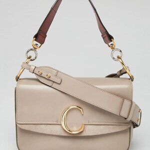 Chloe Motty Grey Leather/Suede C Shoulder Bag